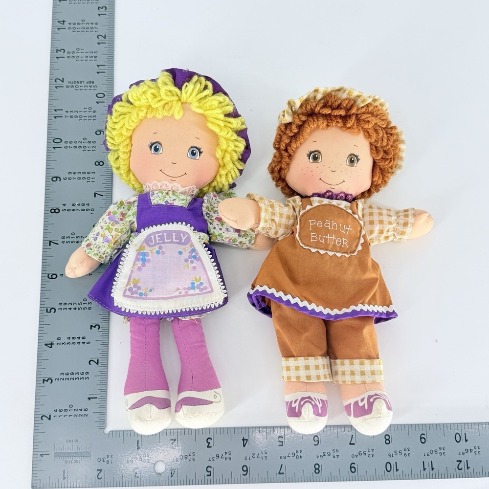 Amtoy Peanut Butter & Jelly Plush Dolls Set 1980 Vintage Rag Dolls 10in - Picture 16 of 16